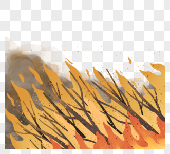 手绘简约森林大火元素高清图片