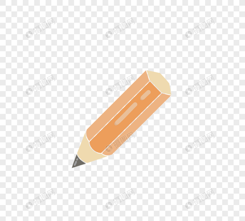 学生儿童橙色可爱卡通铅笔图片