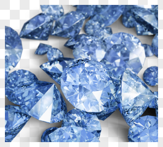 3d散落蓝色钻石元素图片