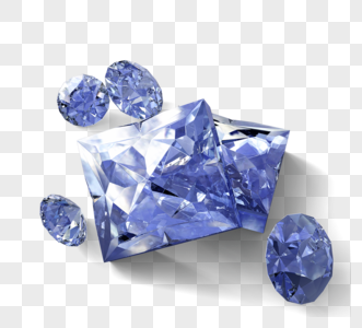蓝色方钻3d立体元素图片
