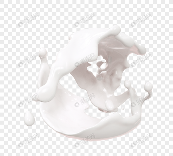 翻滚牛奶液体3d元素图片