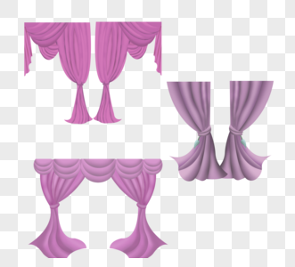 紫色大气花纹窗帘元素效果图片