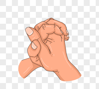 手绘风格线性祈祷手势双手交叉图片