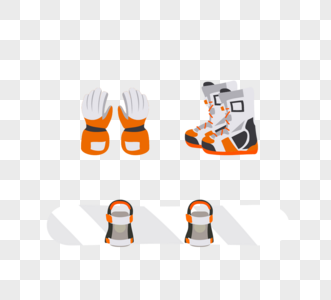 卡通橙色滑雪鞋元素图片