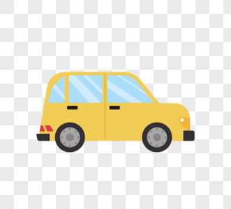 汽车黄色扁平简约创意元素图片