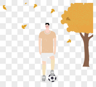 一个人住在浅色手绘足球,男人插图。图片