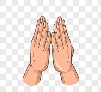 卡通黄色指甲祈祷手势图片