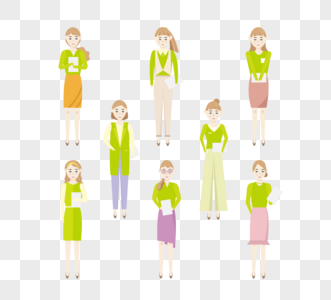 绿色扁平职业女性形象元素图片