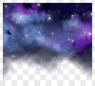 卡通天空漂浮星云紫色星云素材