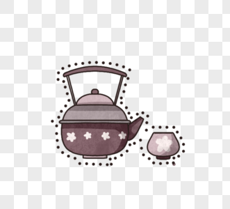 紫砂壶水壶茶壶手绘图片