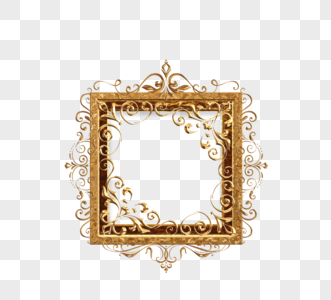 正方形矢量金属花纹金色金属画框装饰画框图片