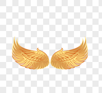 矢量金属金色天使翅膀手绘线描图片