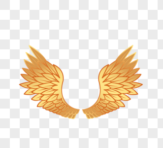 羽毛矢量金属金色天使翅膀手绘图片