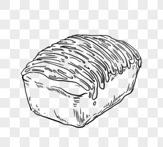 黑色手绘长方形奶油面包块高清图片