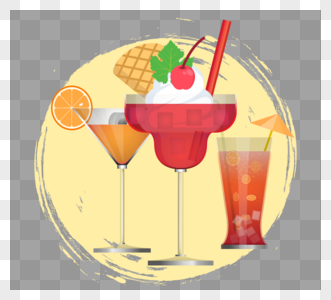 卡通手绘冰淇淋饮料饮品甜品PNG元素图片