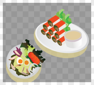 手绘寿司手握食材PNG元素图片