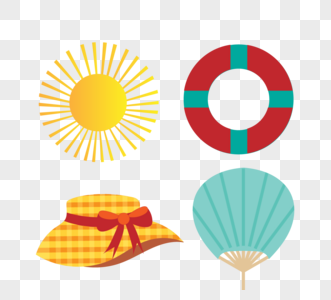 夏日太阳游泳圈扇子帽子图片