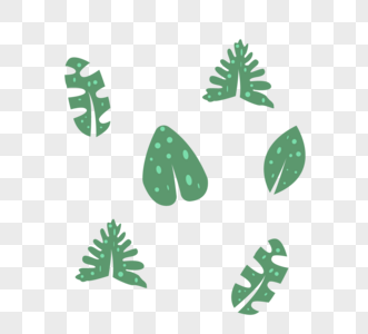 平面绿色剪影树叶元素矢量图图片