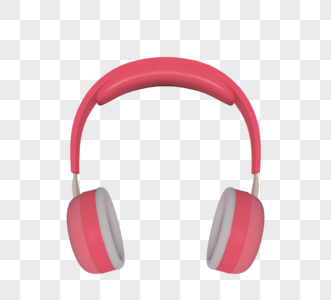 红色磨砂3d耳机图片
