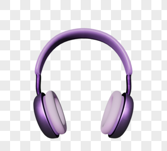 紫色金属创意3d耳机图片