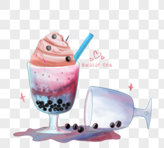 珍珠冰淇淋奶茶元素图片