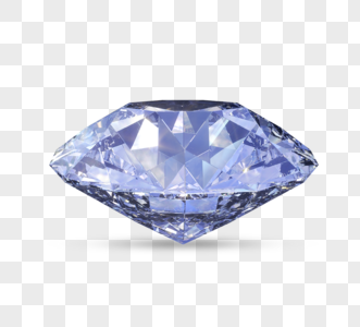 晶莹剔透蓝色钻石3d元素高清图片