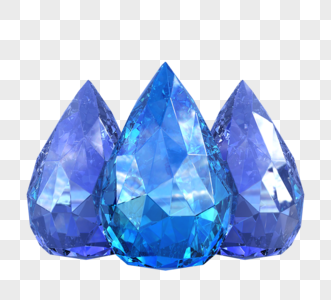 蓝色水滴钻石3d元素图片