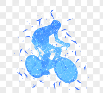 科技风格蓝色自行车比赛运动员剪影图片