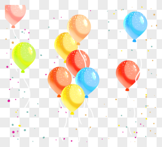 手绘风格彩色生日气球图片