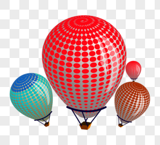 飞行热气球元素图片