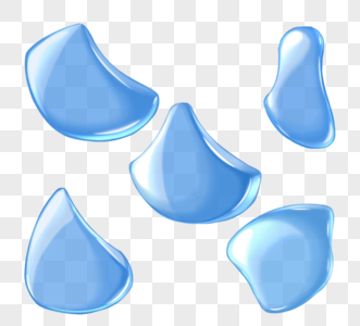 手绘通透蓝色液体水滴装饰图片
