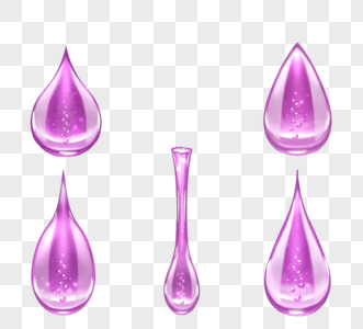 手绘亮透粉色液体水滴装饰图片