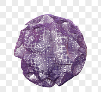 紫色扭曲破碎几何球体图片
