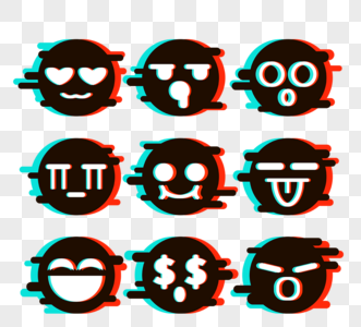 风格表情emoji故障风手绘简约设计元素图片