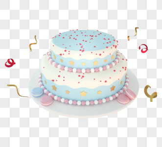 蓝色生日蛋糕图片