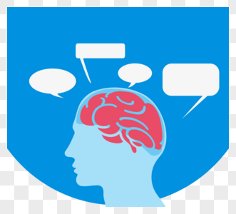 蓝色手绘脑功能概念图符号信息图图片