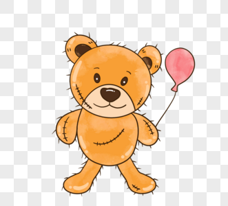 卡通手绘棕色泰迪熊气球图片