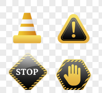 黄色障碍路牌标志图片