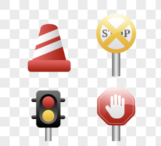 红黄色竖立路牌元素图片