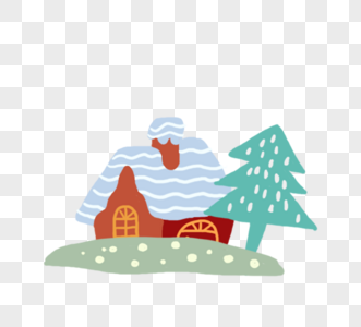 雪屋圣诞节冬季下雪木屋图片