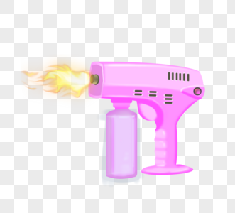 粉色手绘喷火枪卡通手枪高清图片