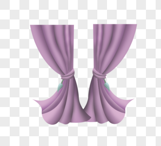 紫色扁平设计室内窗帘创意图片