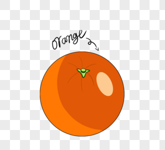 手绘黄色橙子食物卡通英文图片
