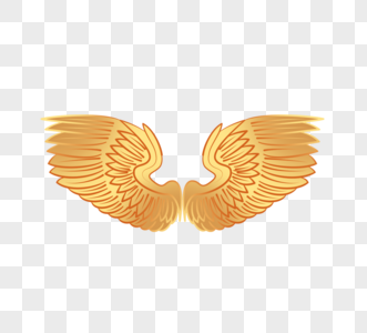 矢量金属金色天使翅膀手绘黄色图片