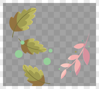 手绘绿色树叶叶子PNG元素图片