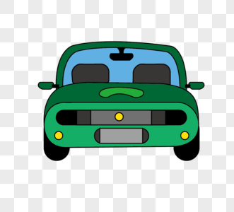 简约正面绿色小汽车元素矢量图图片