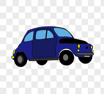 简约平面蓝色甲壳虫小汽车元素矢量图图片