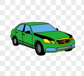 平面卡通手绘风格绿色小汽车元素矢量图图片