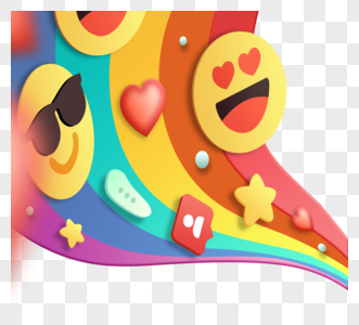 彩虹创意质感手绘emoji标签图片
