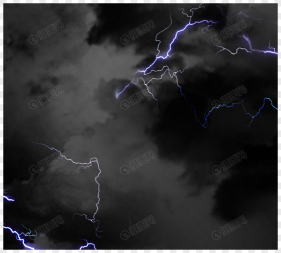闪电效果黑色手绘云层图片